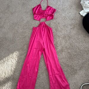 Peppermayo Hot Pink Cutout Jumpsuit